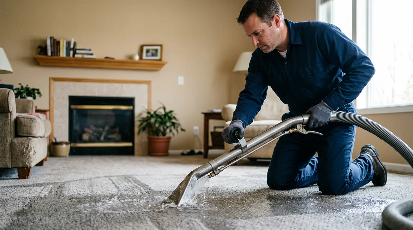 Water damage restoration technician working near Fleetwood, NC